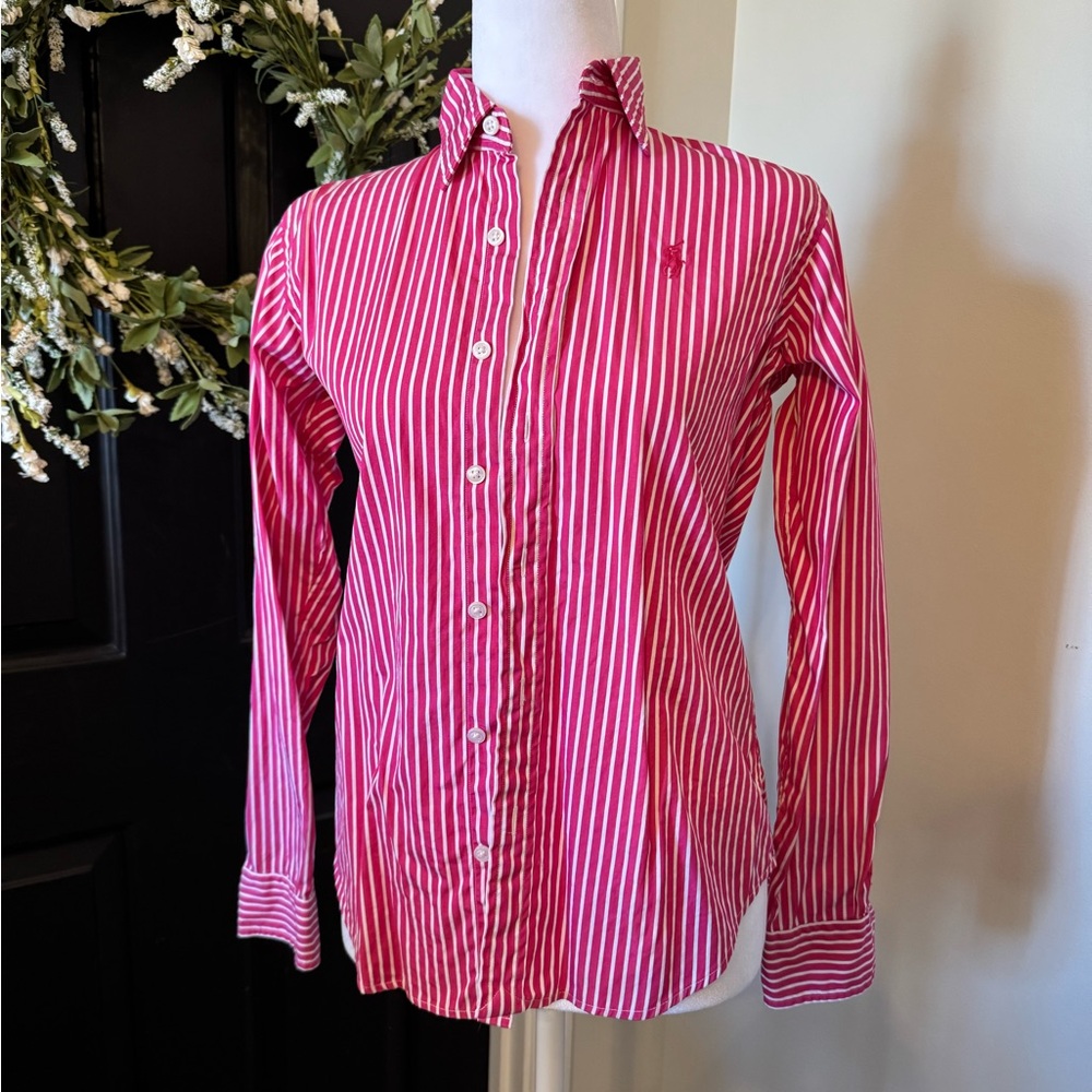 Ralph Lauren Sport Pink and White Striped Shirt